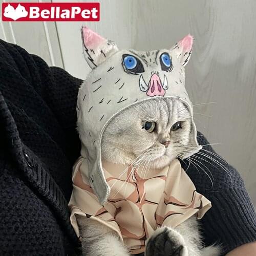 Funny Hat for a Cat Cosplay Cats Clothes Lanyard Slayer Costumes Cat Cap Clothing for Cat Accessories Pet Supplies Kitten Puppy