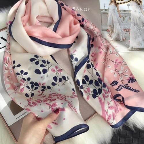 2021 Women Silk Winter Scarf Luxury Design Print Lady Beach Shawl Scarves Fashion Smooth Foulard Female Hijab