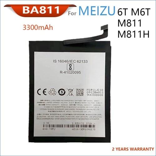 100% Original 3300mAh BA811 Battery For Meizu 6T m6T m811q m811h Phone Batteries With Tracking Number