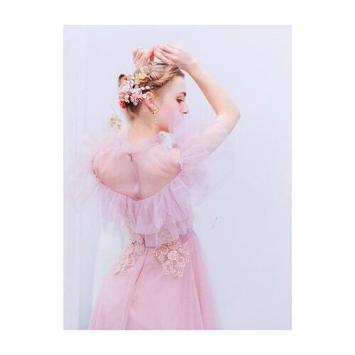 100%real light pink ruffled collar court medieval dress renaissance Gown queen Victoria/Marie/ Belle Ball/drama/ball gown