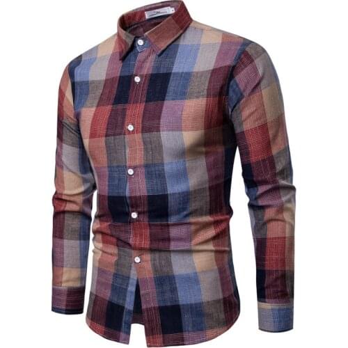 2021 Plus Size Mens Shirts Clothing Spring Autumn New Korean Slim Long-sleeved Dress Shirt Ofiice Casual Cotton Plaid Shirt Men