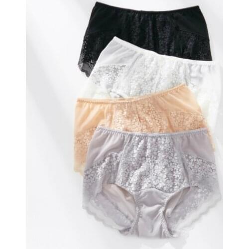 3pcs Women Panties Cotton Sexy Lace Underwear Knickers Mesh Transparent Floral Lingerie Female Seamless Briefs Plus Size XXXL