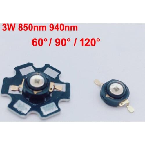 5-50pcs 3W Infrared IR High Power LEDs Emitter CCTV Camera IR Diode for Security Black LEDs 850nm 940nm 60 90 120degree 3W 700mA