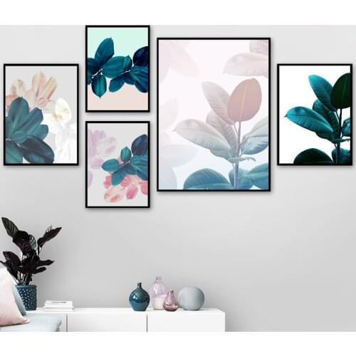 Abstract Wall Art Canvas Painting Modern Home Decor , Leaves Watercolor Nordic Posters Print Botanical Pictures for Living Room