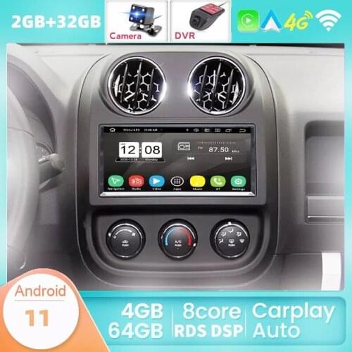 Carplay+Auto Car GPS For Jeep Cherokee Compass Commander Wrangler 300C Dodge Caliber Liberty 2009 2008 2010 2011 Support USB BT