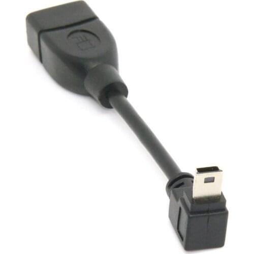 90 Degree Down Direction Angled USB Mini 5Pin Male to USB Female OTG Cable 10cm
