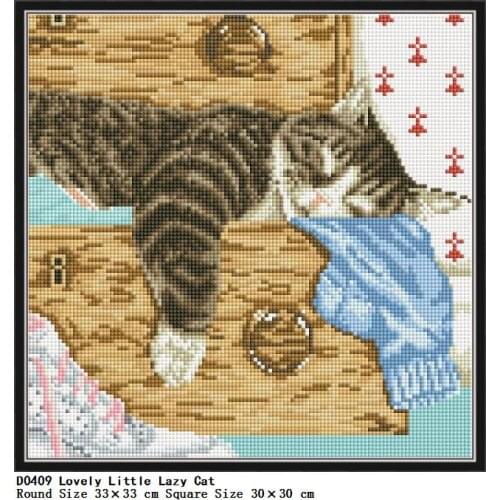Mosaic Diamond Picture of Rhinestones Animal Lovely Little Lazy Cat Painting 5D Diamond Painting Cross Stitch Accessories