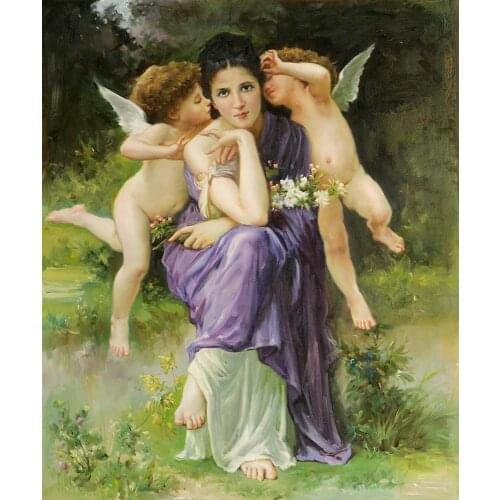 Little Angel Painting Figurative Art on Canvas Songs of Spring, 1889 by William Adolphe Bouguereau Oil Painting for Bedroom