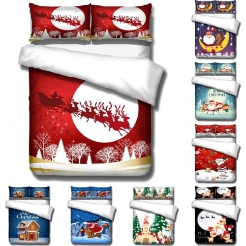 Cartoon Santa Claus Elk Bedding Sets Baby Kids Boys Girls Christmas Gift Duvet Covers Pillowcases Comforter Cover Bedclothes
