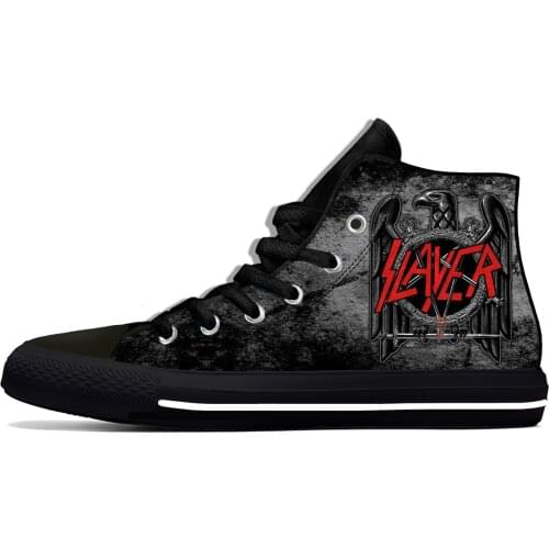 Slayer Heavy Metal Rock Band Horror Scary Fashion Casual Cloth Shoes High Top Lightweight Breathable 3D Print Men Women Sneakers