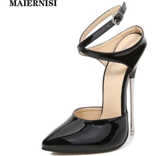 MAIERNISI Newly Arrived Women Sexy Pumps Shoe 16CM Super High Heels Stiletto Heel Show Model Fetish Female Shoes Big Size 45 46