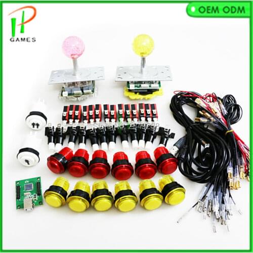 DIY Arcade Bundles kit parts With LED Joystick,12v Arcade Push button,2 player USB to Jamme board to Build Up Arcade Machine