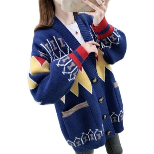 NEW European Fashion for Women Printing Sweater Coat Top Selling Product Spring/Autumn Knit Cardigan Loose Quality Assurance 413