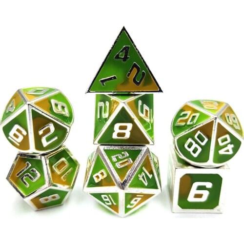 New hot sale upscale 3-color metal polyhedral dice 7pcs/Set dnd dice set dados rpg dobbelstenen dados rol d6 d10 d20