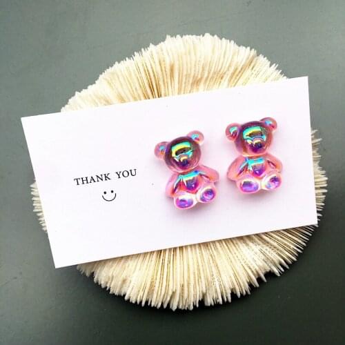 New Product Mini Cartoon Colorful Candy Color Bear Earrings Sweet Earrings Sweet Creative Hand-made Student Ear Clip Gifts