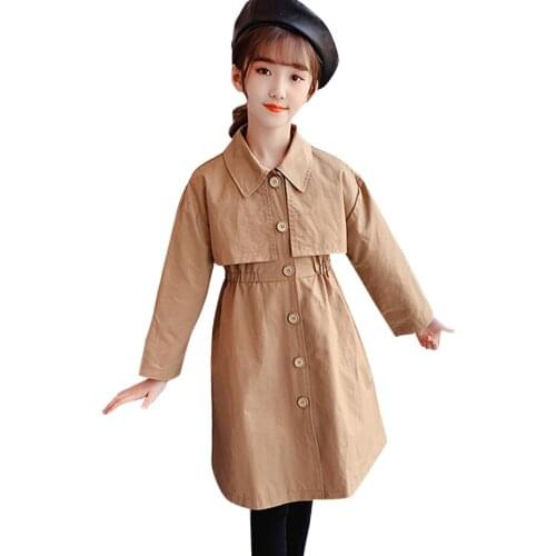 Coat For Girl Solid Color Coat Girl 2021 Neweset Long Jacket Girl Spring Autumn Childrens Clothes