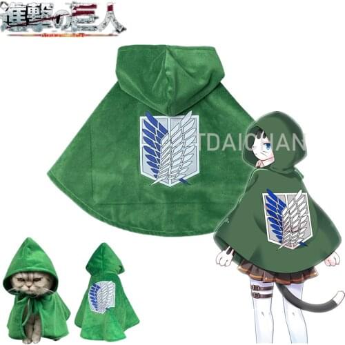 Anime Attack on Titan Cosplay Costume Survey Corps Cloak Cape for Pet Dog Cat Photography Props Pet Supplies Shingeki No Kyojin