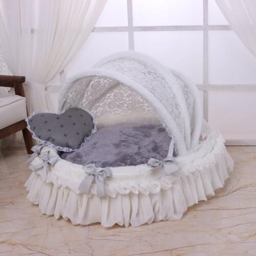 Palace style pet cradle bed High-end fashion dog bed Exquisite doghouse Lace dog cradle nest Luxury dog bed