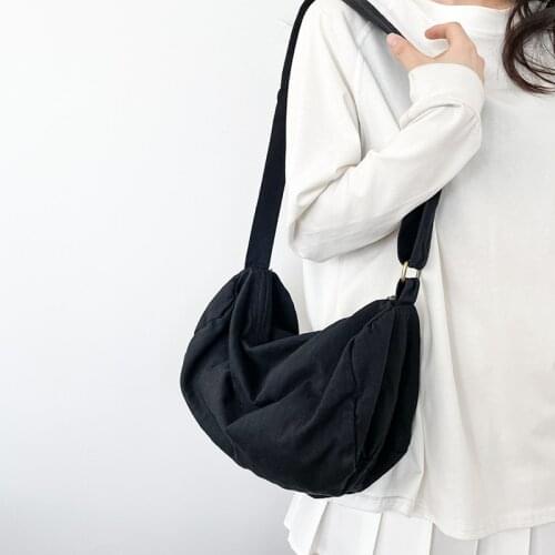 Korean Casual Crossbody Bags Women Washed Canvas Soft Shoulder Bag Large-capacity Girls Messenger Bag Bolsa Feminina Sac A Main