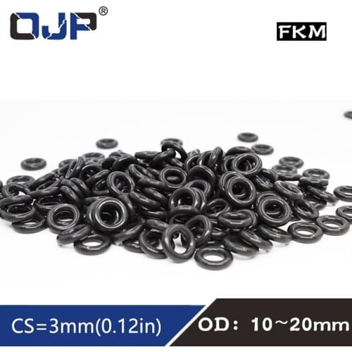 10PCS/lot Fluorine rubber Ring Black FKM Oring Seal OD10/11/12/13/14/15/16/17/18/19/20*3mm Rubber O-Ring Seal Gaskets Washer