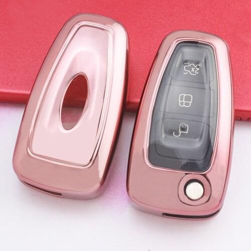Pink Protective TPU key Case Shell Cover for Focus Fiesta Kuga Eco sport Tourneo
