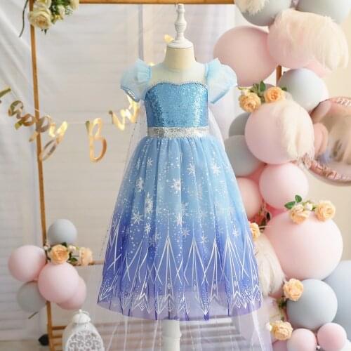 Ruifglasb Princes Elza Dress up Kids Fantasy Sequin clothing Girls Costume Kids Dress for Girl Cosplay costume