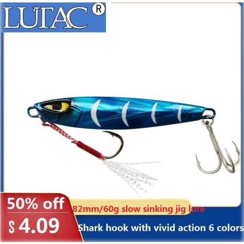 LUTAC Fishing Lure Jig Artificial Bait Metal Lure Bait Lead Jigging Lure 82mm 60g LJ07B Best Price New Product