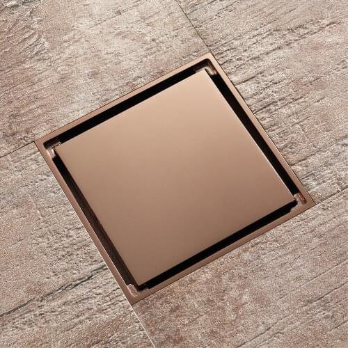 Bathroom Floor Water Drain Square Cover Rose Gold for Kitchen Garden Balcony Floor Drain