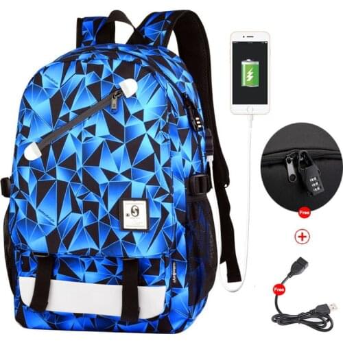 Luminous Anti-theft Backpack Noctilucent School Bags College Daypack USB chargeing port Laptop Bag For Boys Girls Men Women