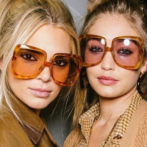 Vintage Oversized Women Sunglasses Brand Designer Big Frame Gradient Sun Glasses Men Square Glasses UV400 gafas de sol mujer