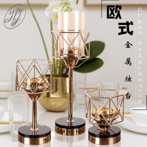 High-grade black glass metal Candleholder decorative handicraft decoration European-style foreign trade explosive Candleholder s