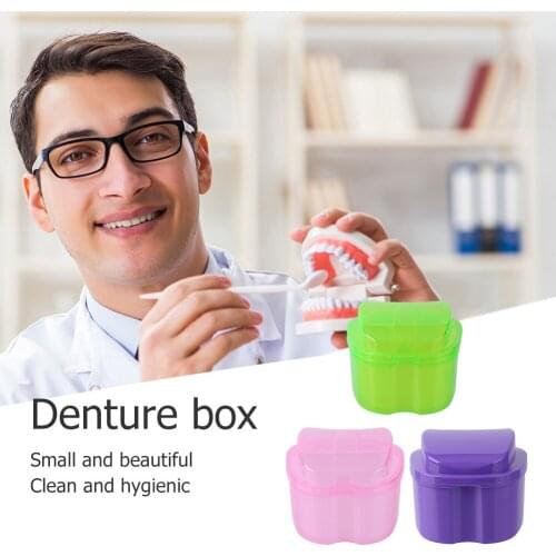 Denture Care Bath Box Organizer Oral Denture False Teeth Nursing Case Net Container Cleaning Teeth Storage with Hanging Filter