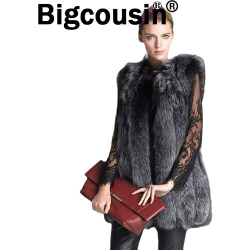 Women Faux Fox Fur Jackets Thicken Luxury Fashion Lady Coat Sleeveless Fluffy Winter Fur Outerwear Vest O-neck Plus Size S-6XL