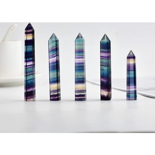 1PC Natural Colorful Fluorite Quartz Crystal Point Tower Healing Stone Energy Ore Mineral Obelisk Home Decor Ornaments 40-80mm