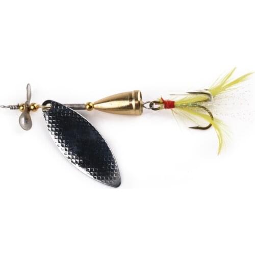 1pcs Yellow Feather Hook Spinnerbait 10CM 13G Metal Spoon Lures High Quality Fishing Lures