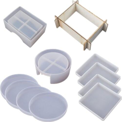 10Pcs Silicone Coaster Molds for Resin Casting Epoxy Resin Coaster Molds Kit Including 4 Pcs Square 4 Pcs Round Coaster D0JD