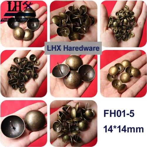 100Pcs Brozen Nail for Jewelry Box Cabinet Furniture 14*14mm DIY Family Hardware Thumbtack