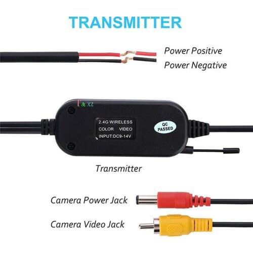 2.4G Wireless RCA video transmitter & receiver kit for 12V car rear view camera BackupCam parking assistance