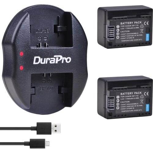 2pc 1790mAH BP-718 BP 718 Camera Battery + USB Charger for Canon BP-709,BP-745,BP-727,CG-700,VIXIA HF M50,M51,M52,M560,R300,R306
