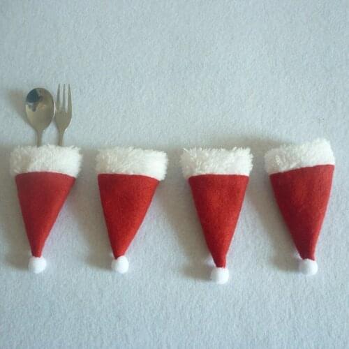 4pcs Mini Santa Hat Santa Hat Tableware Christmas Decoration