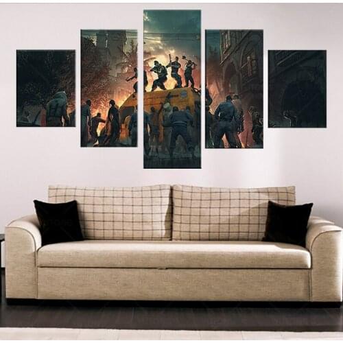 Hd print art 5 Panel Canvas Paintings Dying Light Game Poster HD Wall Pictures for Home Decor , FRAME
