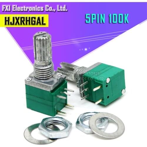 5pcs RV097NS 100K single linked potentiometer B100K with a switch audio 5pin shaft 15mm amplifier sealing potentiometer