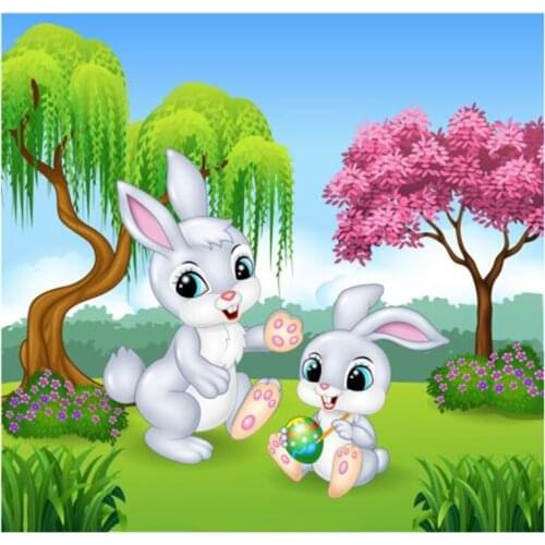 5D DIY Full Round/Square Diamond Painting Cartoon White Rabbit 3D Embroidery Cross Stitch Rhinestone Mosaic Home Decor Y1174