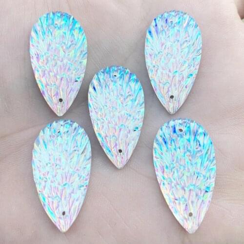 90PCS 15*29mm Bling AB Resin Rhinestone Water drop Flatback Cabochon Stone DIY Wedding Decoration Crafts -E000*6