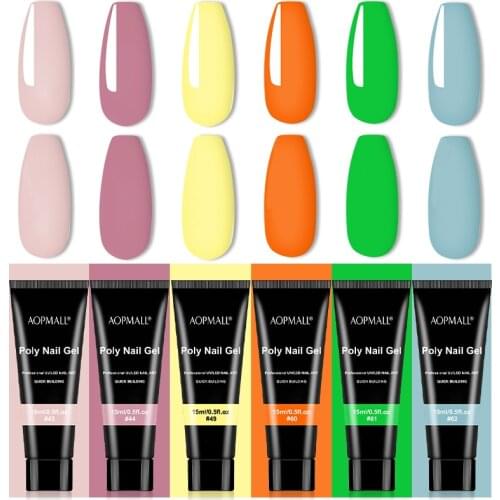 AOPMALL® Autumn Deep Color 6 Colors Poly Extension Nail Gel For Nail Art Degisn UV LED Gel Manicure Base Top Coat Varnishes