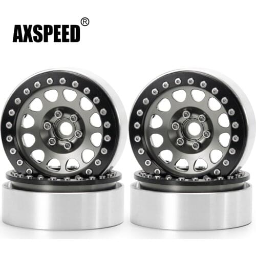 AXSPEED 4Pcs 2.2" Metal Alloy Beadlock Wheel Rim Hubs for Axial Wraith 90018 TRX4 1/10 RC Rock Crawler Climbing Car Model Parts