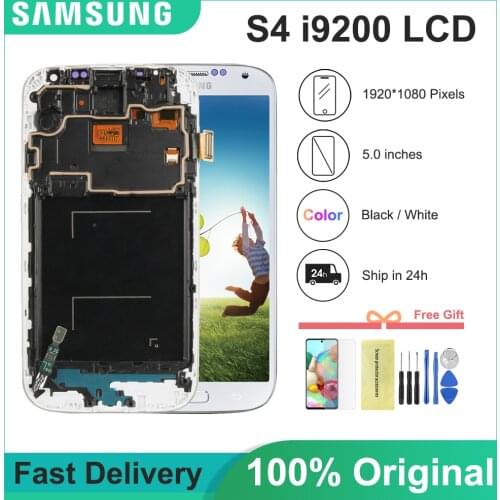 Free shipping 5.0" New For Samsung Galaxy S4 i9500 i9505 LCD Display Touch Screen Digitizer Assembly+Bezel Frame+repair tools