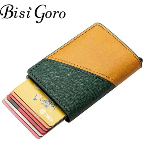 BISI GORO Mixed Color RFID Card Holder 2020 PU Leather Aluminum Wallet Travel Passport Holder Slim Russian Passport Cover Purse