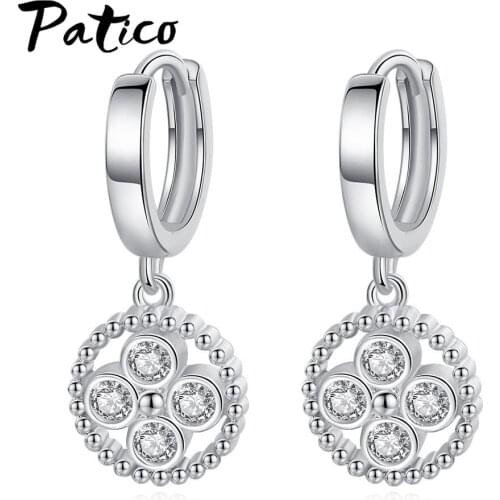 Boutique Lady AAA Geometric Round Cubic Zirconia Dangel Earrings Boucle D'oreille Femme Cartilage Piercing Earings Jewelry