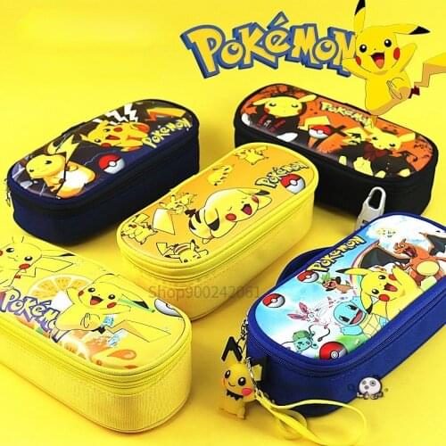 Pokemon Pikachu Large Capacity Pencil Case Students Stationery Double Pencil Bags Pouch Zipper Boutique School Supplies Gifts